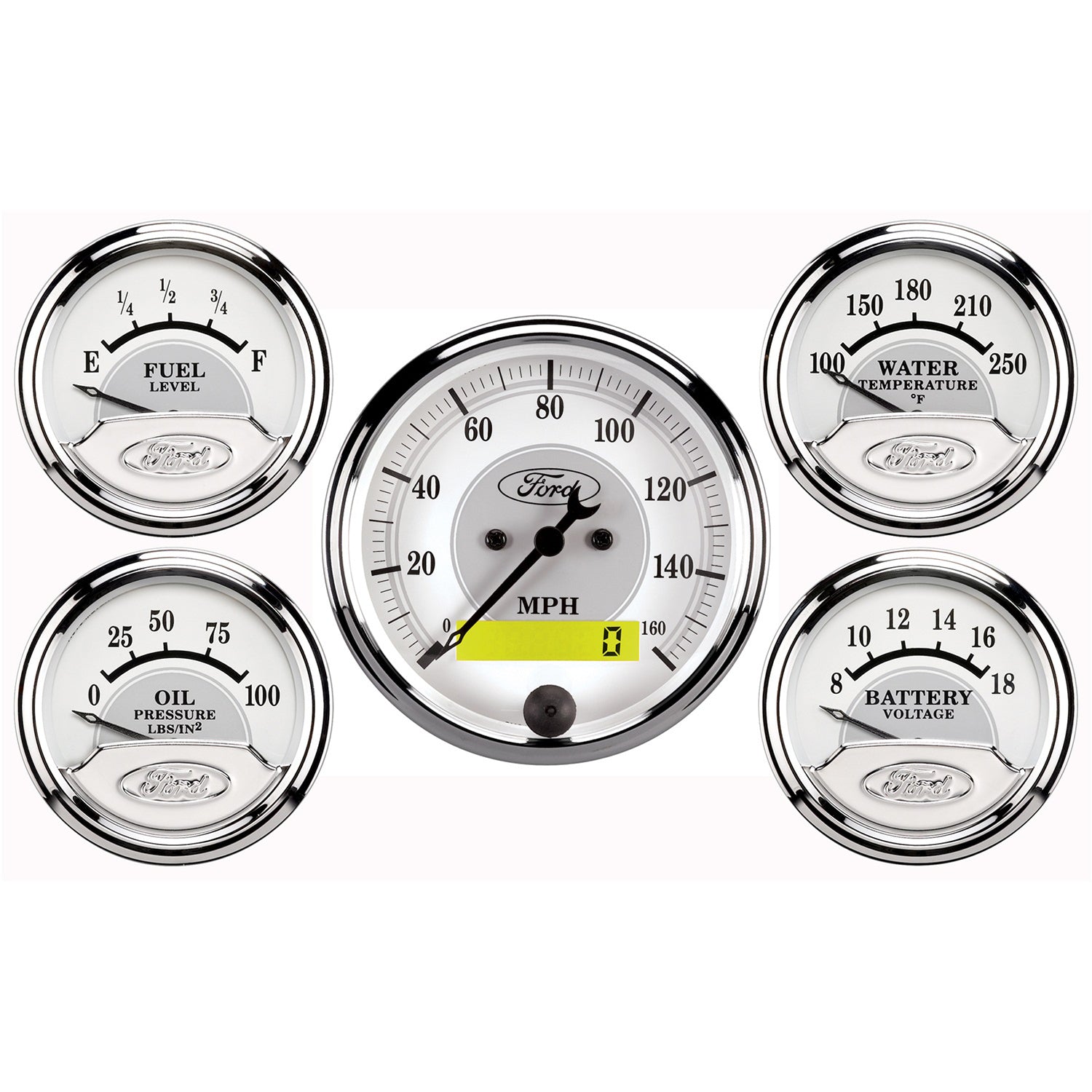 Autometer Ford Racing Kit Box (5 pc In-Dash Elec Speedo/Oil Pressure/Water Temp/Fuel Level/Volt) - 880087