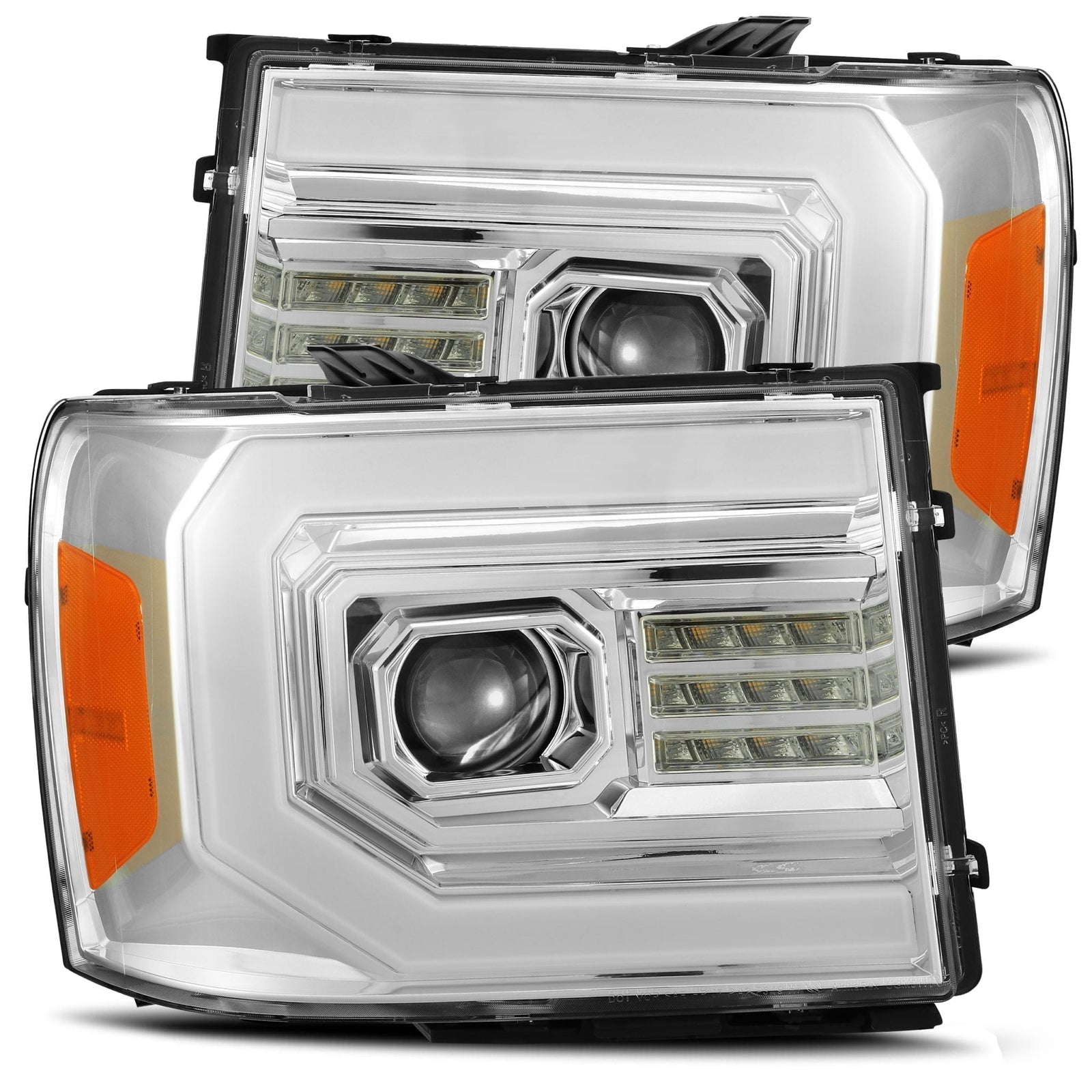 AlphaRex 07-13 GMC Sierra 1500 (No Clsc) LUXX-Series LED Proj HL Chrome w/Actv Lgt & Seq.Sig / DRL - 880096