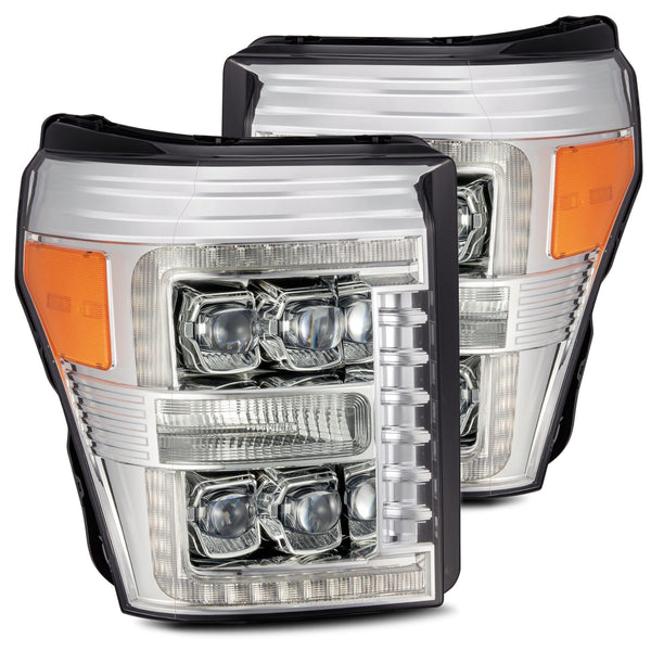 AlphaRex 11-16 Ford F-350 SD NOVA LED Proj Headlights Plank Style Chrm w/Activ Light/Seq Signal - 880148