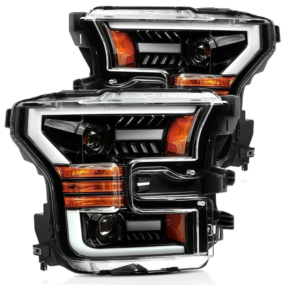 AlphaRex 15-17 Ford F-150 PRO-Series Proj Headlights Plank Style Gloss Blk w/Activ Light/Seq Signal - 880158