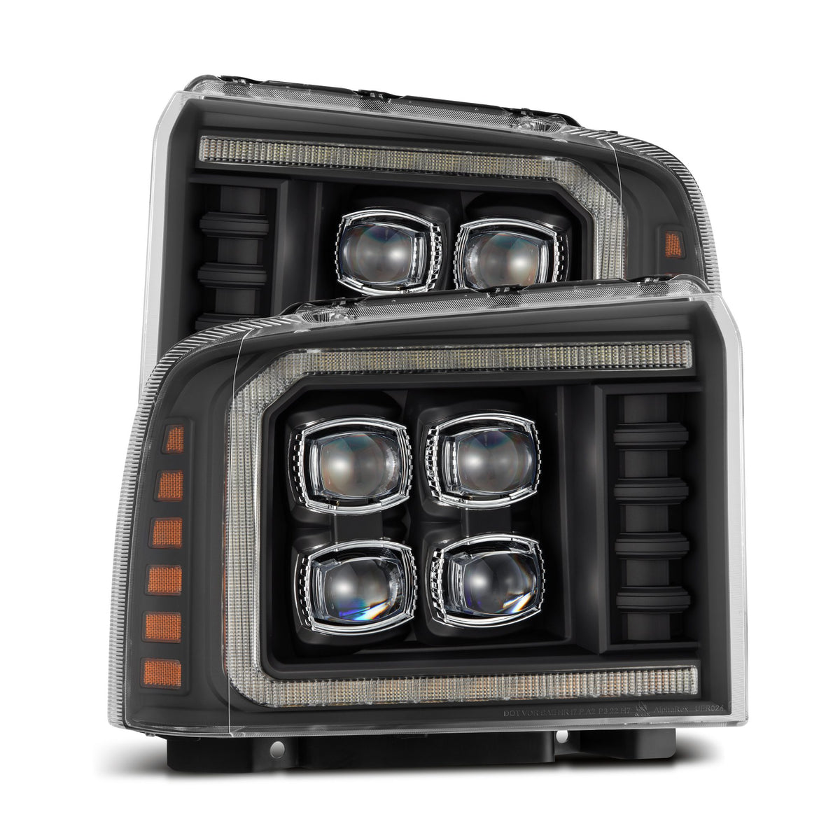 AlphaRex 05-07 Ford F250/350/450/550 Super Duty NOVA LED Proj HL Blk w/Actv Light & Seq Sig + SB DRL - 880319