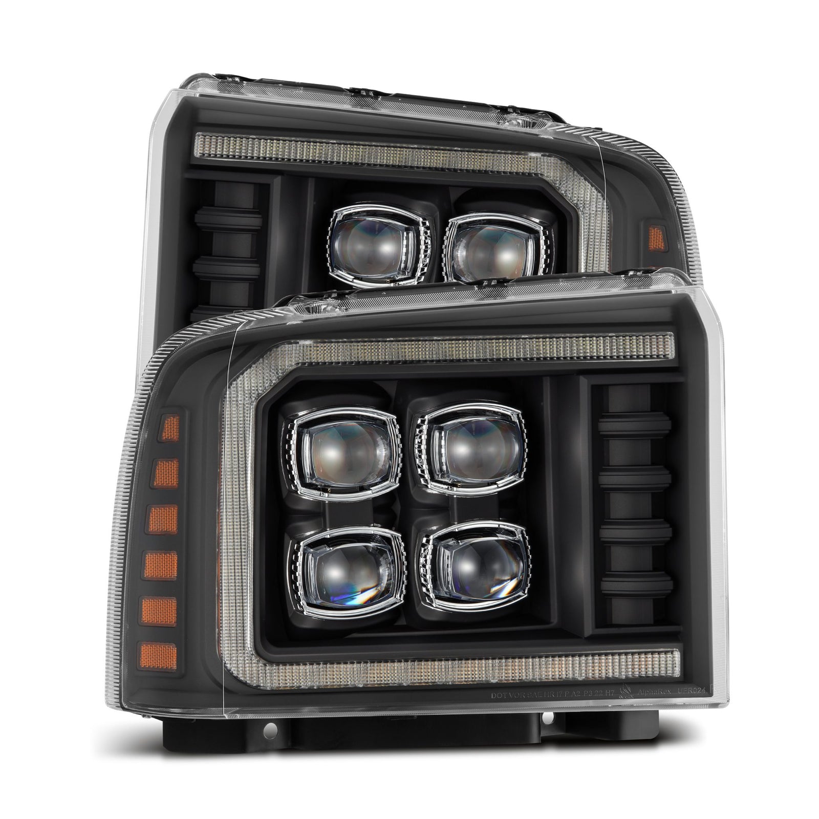 AlphaRex 05-07 Ford F250/350/450/550 Super Duty NOVA LED Proj HL Blk w/Actv Light & Seq Sig + SB DRL - 880319