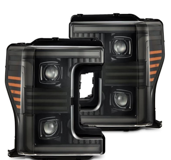 AlphaRex 17-19 Ford F-250/350/450/550 Super Duty PRO-Series Proj Headlights Alpha-Bk w/SS & DRL - 880320