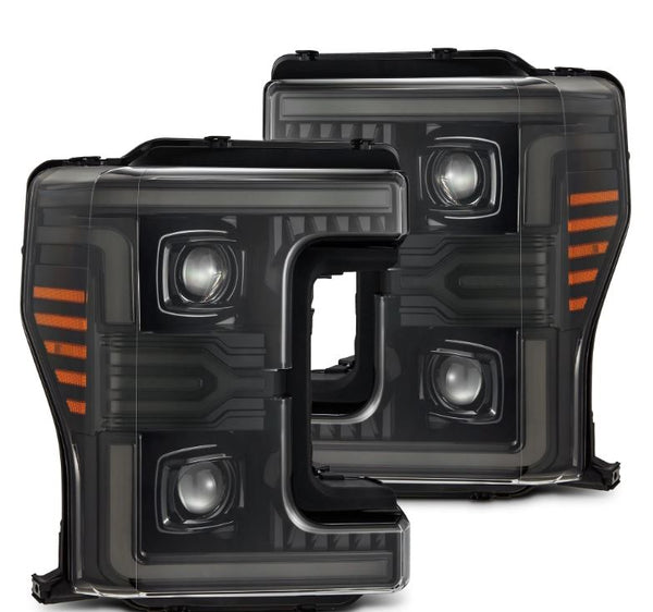 AlphaRex 17-19 Ford F-250/350/450/550 Super Duty LUXX-Series LED Proj Headlights Alpha-Blk SS/SBDRL - 880322