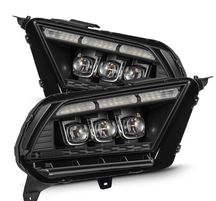 AlphaRex 10-12 Ford Mustang NOVA-Series LED Projector Headlights Blk w/Activ Light & Seq.Sig /SB DRL - 880489