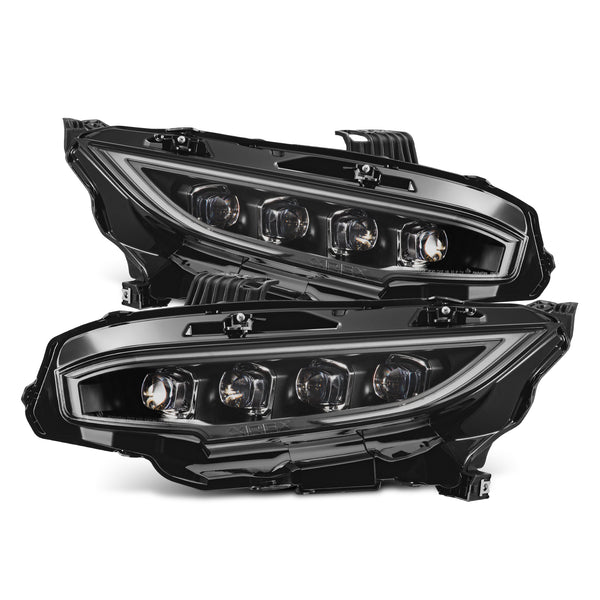 AlphaRex 16-21 Honda Civic NOVA-Series LED Proj Headlights Blk w/Activation Light & Seq.Sig / SB DRL - 880491