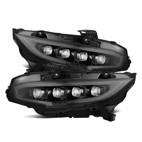 AlphaRex 16-21 Honda Civic NOVA-Series LED Proj Headlights Alpha-Black w/Actv Lgt & Seq.Sig / SB DRL - 880492