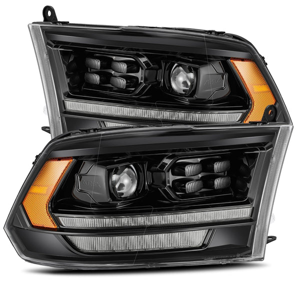AlphaRex 09-18 Dodge Ram 2500HD LUXX LED Proj Headlights Plank Style Black w/Seq Signal/Smoked DRL - 880520