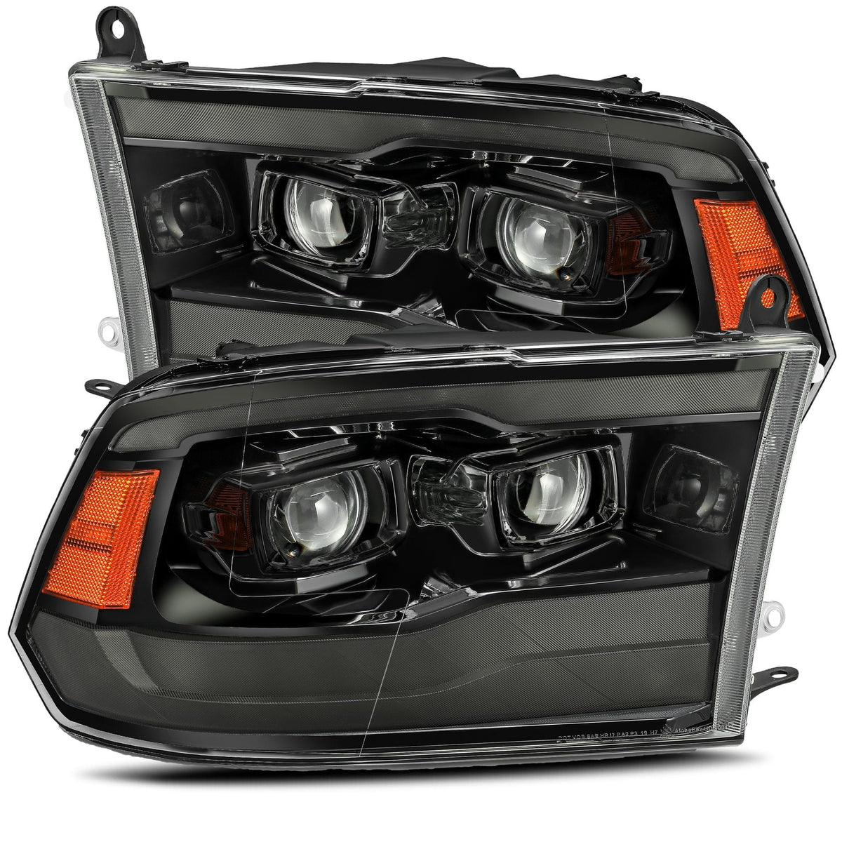 AlphaRex 09-18 Ram 1500HD LUXX Proj Headlight Plnk Style Jet Blk w/Activ Light/Seq Signal/Smoked DRL - 880540
