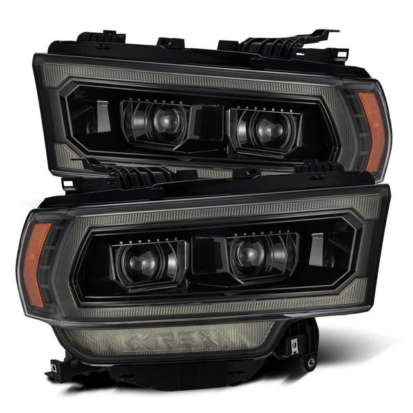 AlphaRex 19-24 Ram 2500 LUXX LED Proj Headlights Plank Style Alpha Blk w/Activ Light/Seq Signal/DRL - 880549