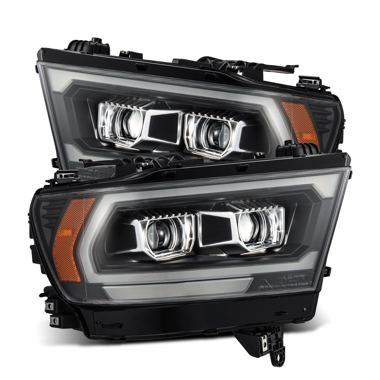 AlphaRex 19-22 Dodge Ram 1500 PRO-Series Projector Headlights Black w/Seq Signal/DRL - 880574