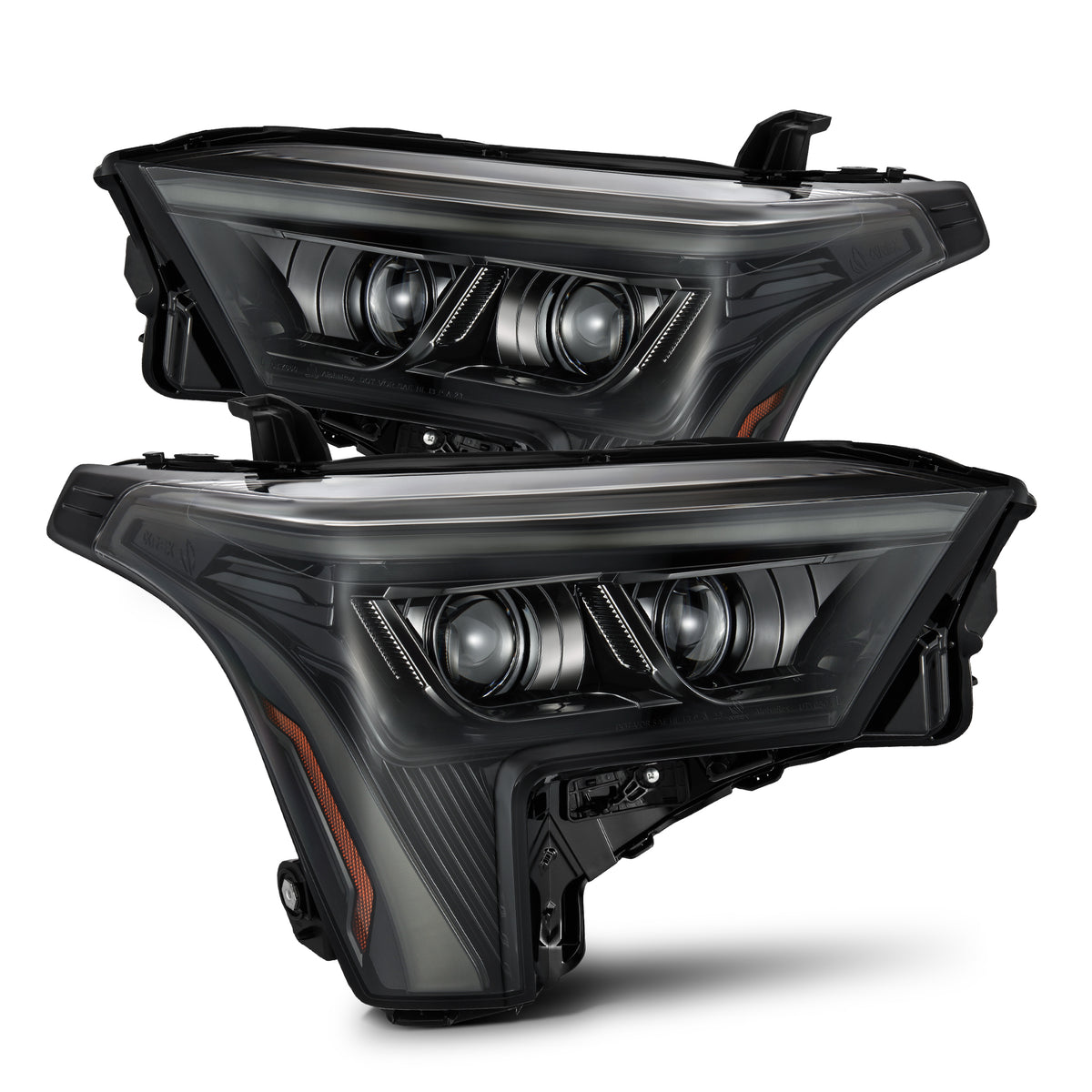 AlphaRex 22-23 Toyota Tundra LUXX-Series Headlights Alpha-Black w/Amber DRL - Req 810029 OR 810030 - 880873