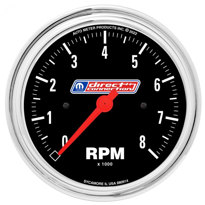 AutoMeter 3-3/8in (85.7mm) Tach 0-8,000 RPM 4/6/8 Cyl In-dash Mopar Direct Connection - 880914