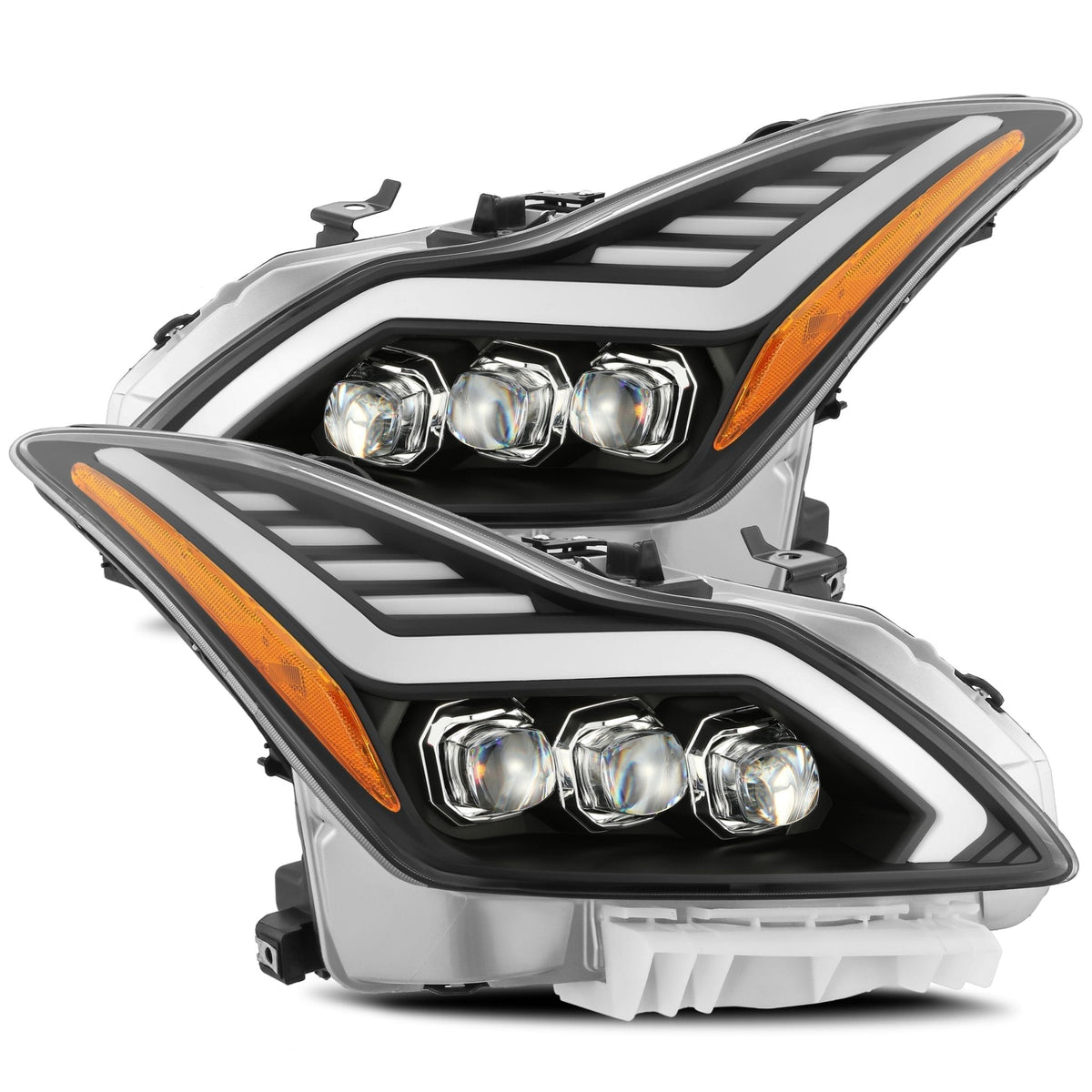 AlphaRex 08-13 Infiniti G37 NOVA LED Proj Headlights Alpha Black w/Activ Light/Seq Signal/Switch DRL - 881986