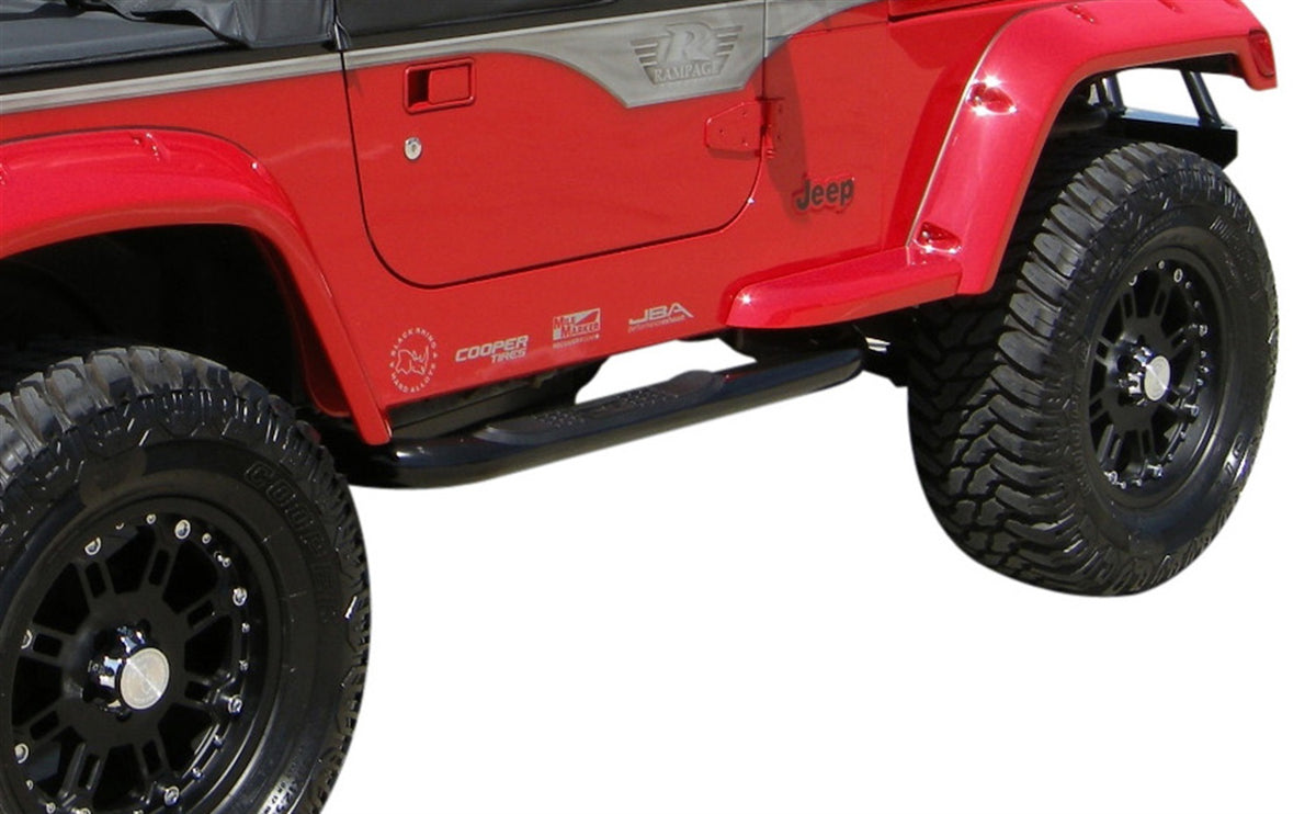 Rampage 1987-1995 Jeep Wrangler(YJ) 3 Inch Round Nerf Bar - Black - 8825