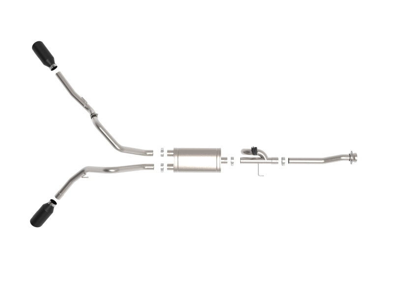 aFe Gemini XV 3in 304 SS Cat-Back Exhaust 2021 Ford F-150 V6 2.7L/3.5L (tt)/V8 5.0L w/ CO Black Tips - 49-33129-B