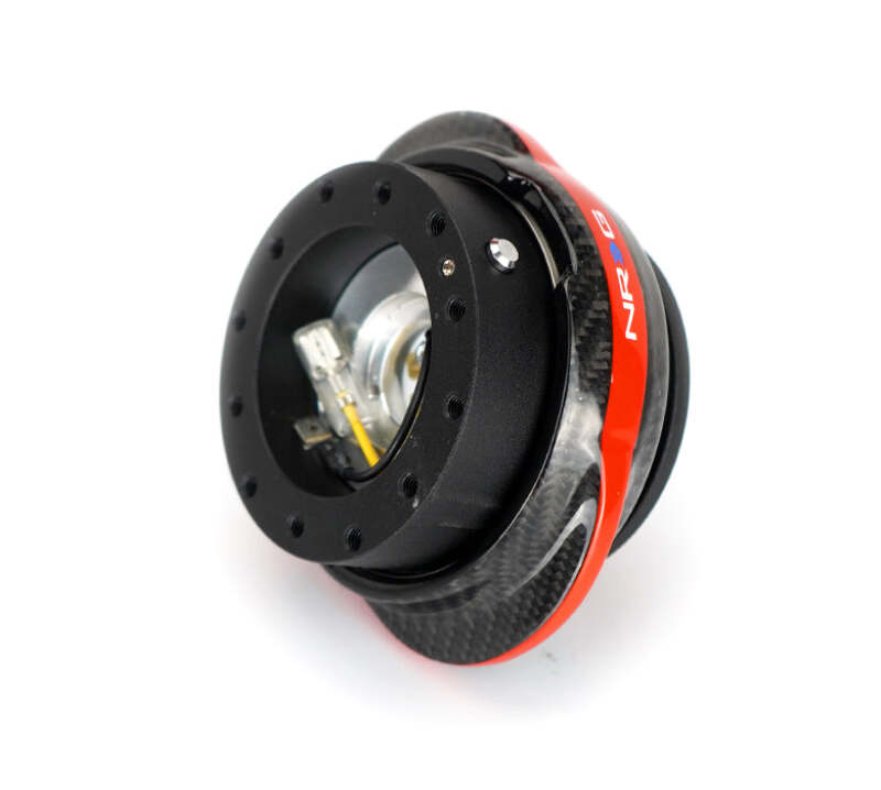 NRG Quick Release Gen 2.2 - Black Body / Carbon Fiber Red Ring - SRK-220BK-CF/RD - close-up view 2