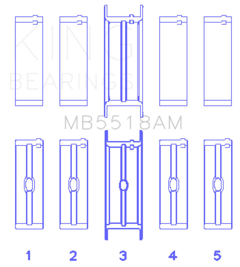 King AMC / Jeep 390 & 401 (Undersize 0.10IN) Crankshaft Main Bearing Set - MB5518AM010