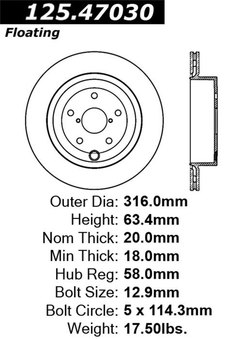 Stoptech 08-10 Subaru Impreza WRX STi Rear Premium High-Carbon CRYO Rotor - 125.47030CRY
