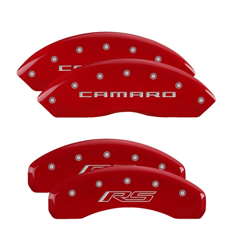MGP 4 Caliper Covers Engraved Front &amp; Rear MGP Red finish silver ch - 15206SMGPRD