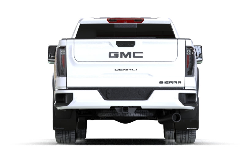 Rally Armor 20-24 GMC Sierra 2500/3500 HD Denali Black Mud Flap w/White Logo - MF131-BLK-WH