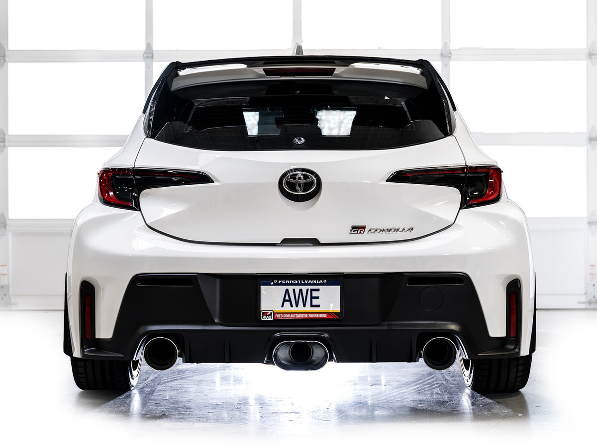 AWE 23-24 Toyota GR Corolla Touring Edition Catback Exhaust - Chrome Silver Tips - 3015-52472