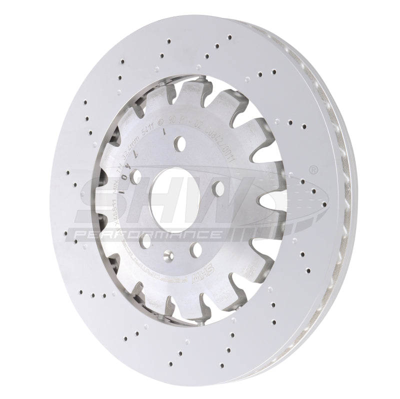 SHW 18-21 Audi TT Quattro 2.0L Front Drilled-Dimpled Lightweight Brake Rotor (8S0615301L) - AFX45511 for 2018-2022 Audi TT RS