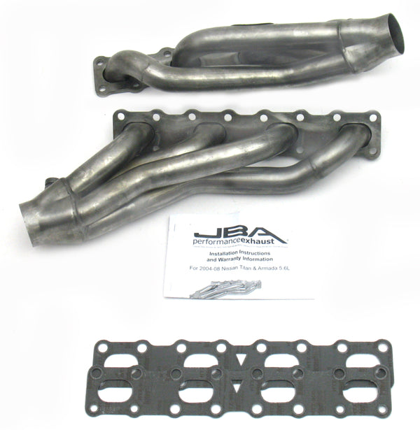 JBA 04-15 Nissan 5.6L VK56DE Oval Port 1-5/8in Primary Raw 409SS Cat4Ward Header - 1400S for 2004-2015 Nissan TITAN - front v