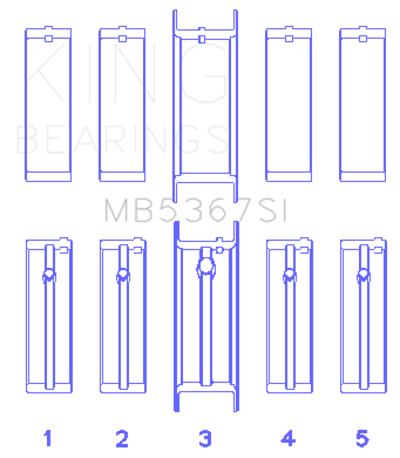 King GMC 2.4L (146cu) I4 Ecotec Main Bearing Set - (Size 0.25 Oversized) - MB5367SI0.25
