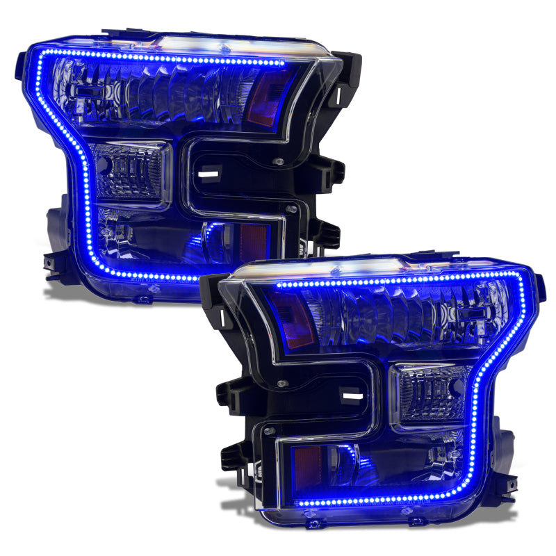 Oracle 15-17 Ford F-150 Dynamic RGB+A Pre-Assembled Headlights Halogen - Blk Edition - SEE WARRANTY - 8201-332