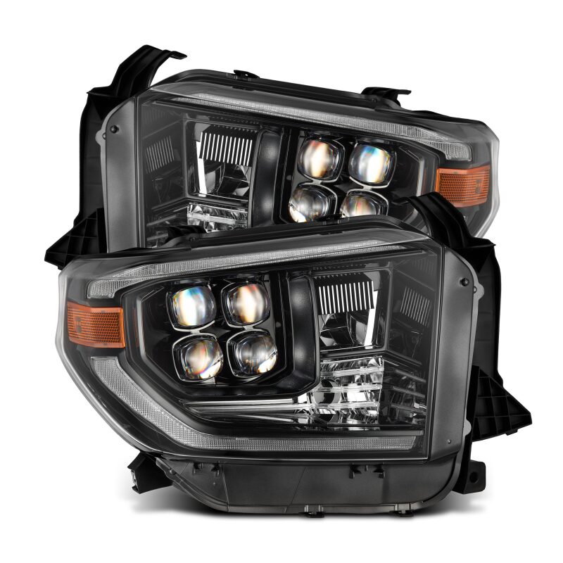 AlphaRex 14-21 Toyota Tundra NOVA-Series LED Proj Headlights Alpha-Blk w/Actv Light &amp; Seq. Sig + DRL - 880832