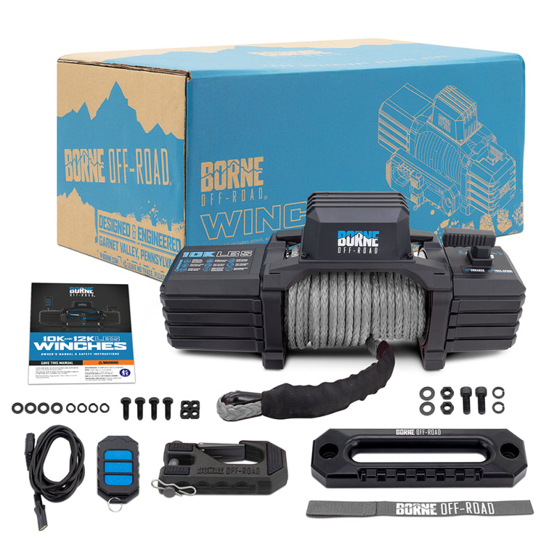 Borne Off-Road 10K Winch - Grey Synthetic Rope - BNWN-10-SGR