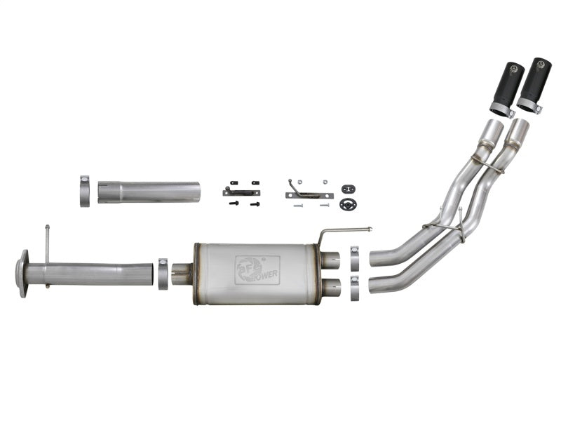 aFe Rebel Series Exht 3in SS Middle Side Exit CB w/ Black Tips 11-14 Ford F150 Ecoboost V6 3.5L (tt) - 49-43078-B