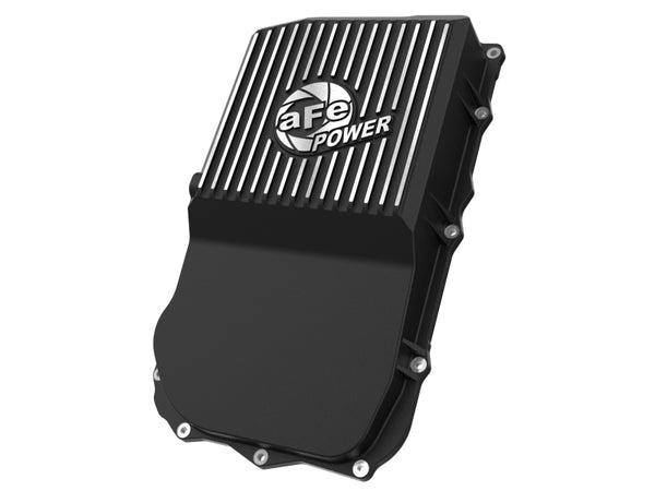 aFe 18-25 Jeep Wrangler JL V6 Transmission Pan - Black w/ Machined Fins - 46-71300B
