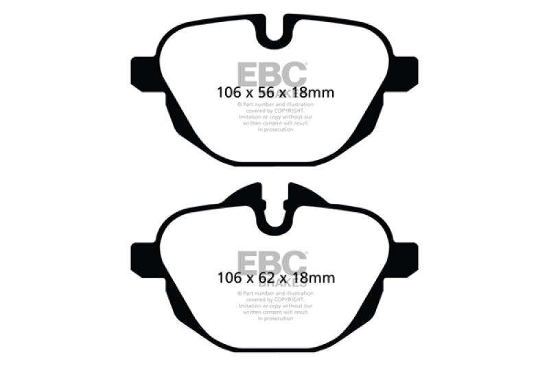 EBC 11+ BMW X3 2.0 Turbo (F25) Ultimax2 Front Brake Pads - UD1561 for 2014-2023 BMW 2 Series - front view