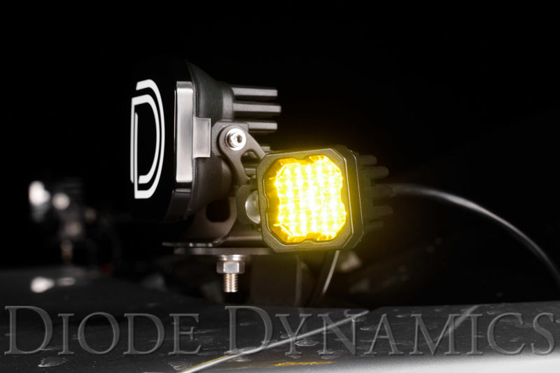 Diode Dynamics Stage Series C1 LED Pod Sport - Yellow Flood Standard ABL Each - DD6448S by Diode Dynamics - rear view