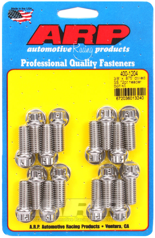 ARP 3/8 x .875 Drilled SS 12pt Header Bolt Kit - 400-1204 by ARP