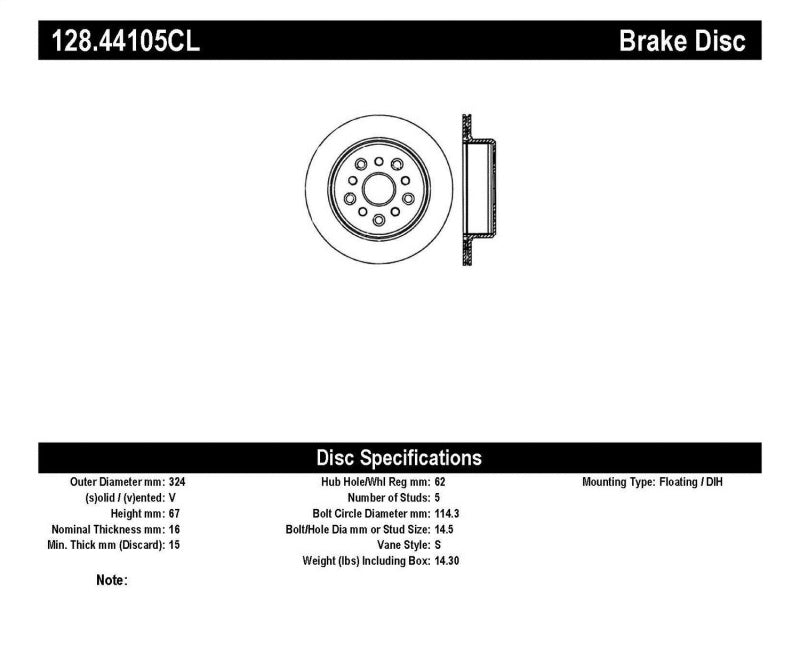 StopTech 93-98 Toyota Supra Turbo Drilled Left Rear Cryo Rotor - 128.44105CL