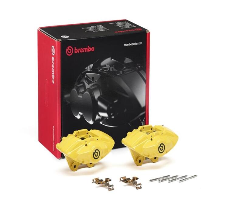 Brembo OE BMW 16-21 M2/17-18 M3/17-20 M4 Hydraulic Rear X-Style Brake Calipers - Yellow - FALH52