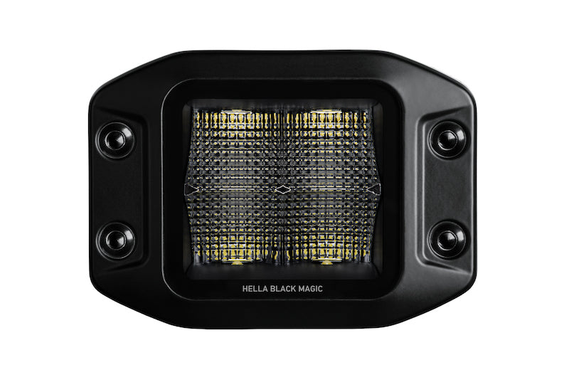 Hella Universal Black Magic 3.2in L.E.D. Cube Kit - Flood Beam (Flush Mount) - 358176831