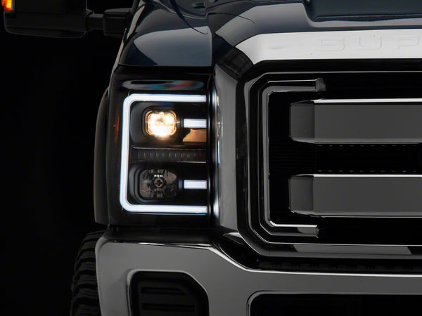 Raxiom 11-16 Ford F-250 Super Duty LED Projector Headlights - Blk Housing (Clear Lens) - SD3620 for 2011-2016 Ford F 250 - fr