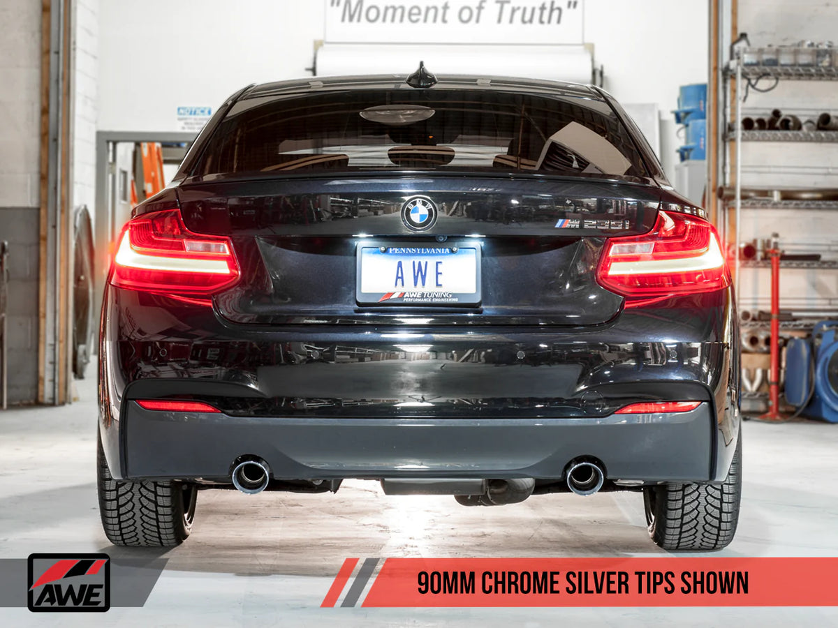 AWE Tuning BMW F22 M235i / M240i Touring Edition Axle-Back Exhaust - Diamond Black Tips (90mm) - 3010-33038