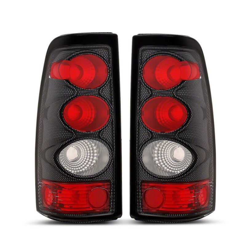Raxiom 03-06 Chevrolet Silverado 1500 Fleetside Axial Series Tail Lights-CarbonFiber-Rd/Clear Lens - S112718 - front view