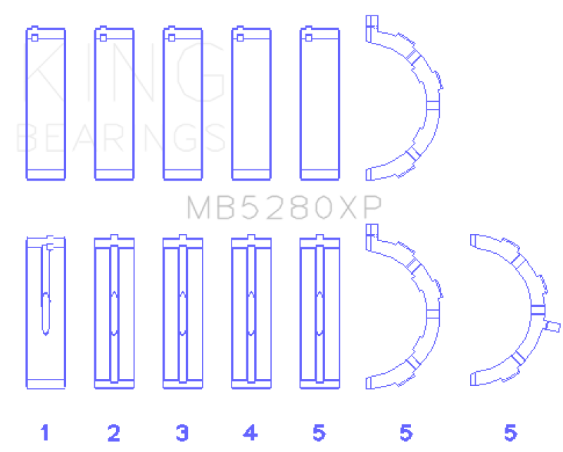 King Ford Prod. V8 4.6L/5.4L (Size STD) Performance Main Bearing Set - MB5280XP