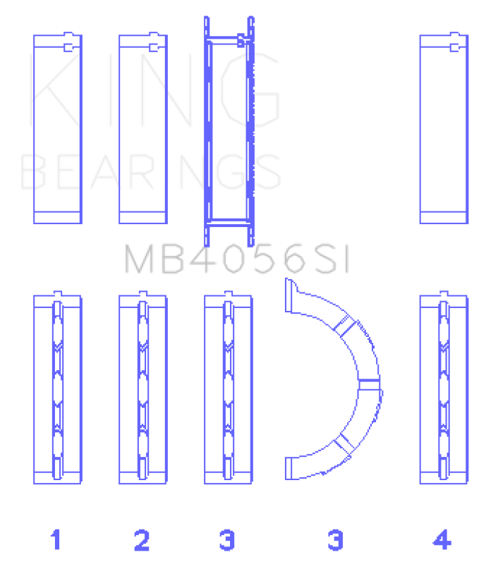 King Engine Bearings Ford 155 (Size +0.75mm) Main Bearing Set - MB4056SI0.75