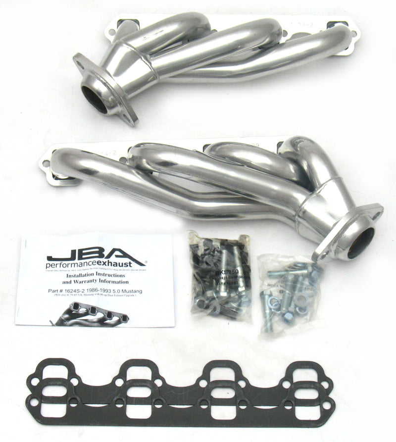 JBA 86-93 Ford Mustang 5.0L SBF 1-5/8in Primary Silver Ctd Cat4Ward Header - 1624S-2JS