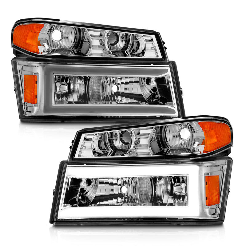 ANZO 04-12 GM Colorado/Canyon/I-Series Crystal Headlights - w/ Light Bar Chrome Housing 4pcs - 111559