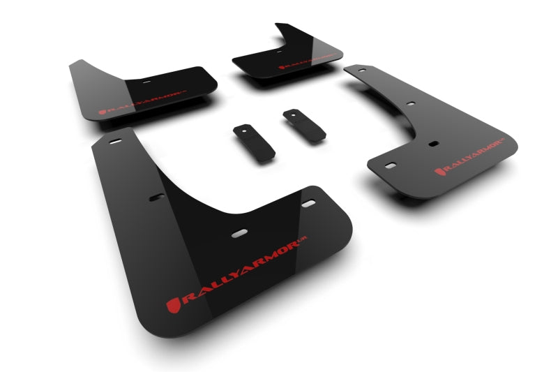 Rally Armor 2024 Tesla Model 3 Highland Black UR Mud Flap Red Logo - MF122-UR-BLK-RD