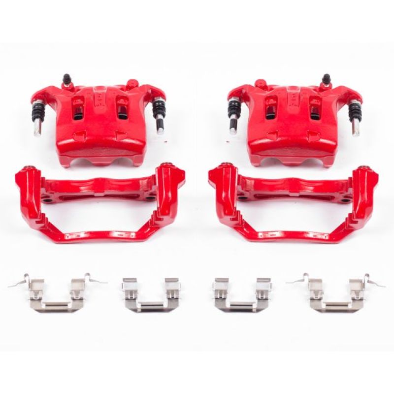Power Stop 08-12 Infiniti EX35 Front Red Calipers w/Brackets - Pair - S2870B for 2003-2013 INFINITI M - front view