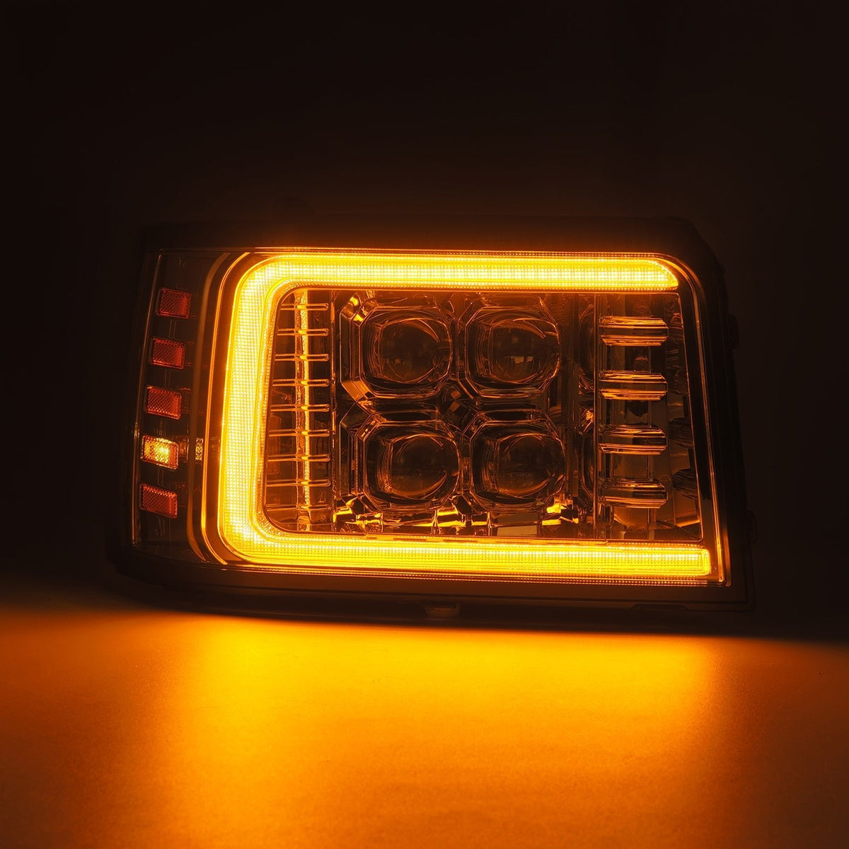AlphaRex 92-96 Ford Bronco NOVA LED Proj Headlights Chrome w/ Activ. Light Seq. Signal and SB DRL - 880377 for 1992-1996 Ford
